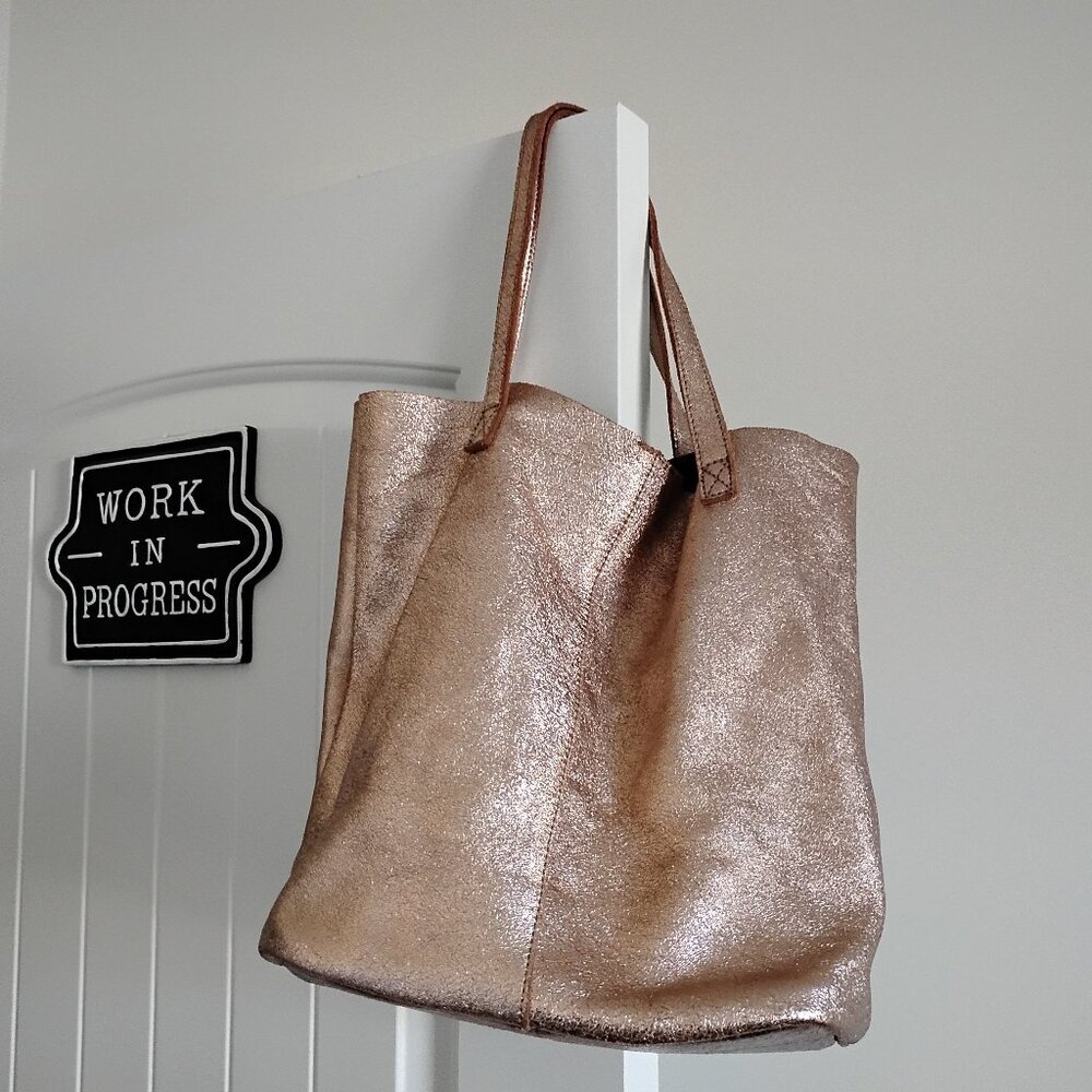 Pewter colored leathered Hobo bag. NWOT